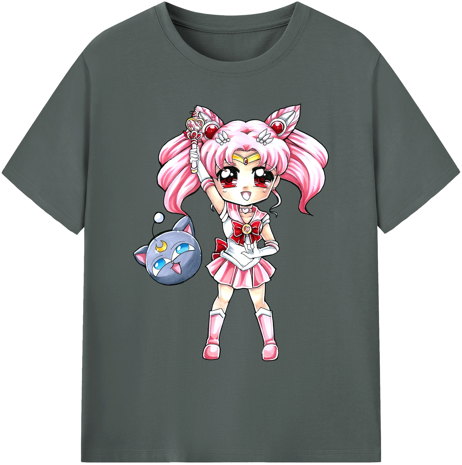 （画像用） 美少女戦士セーラームーン ちびうさ Sailor Moon Chibiusa Tsukino Usagi Small Lady Serenity 綿100％ メンズ半袖Tシャツ｜肌触りやわらか＆通気性